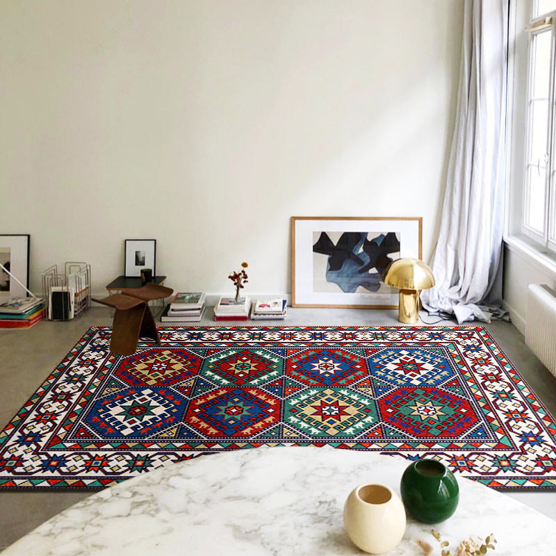 Moroccan Printed Rug Polyester Indoor Rug Non-slip Area Carpet for Living Room and Bedroom