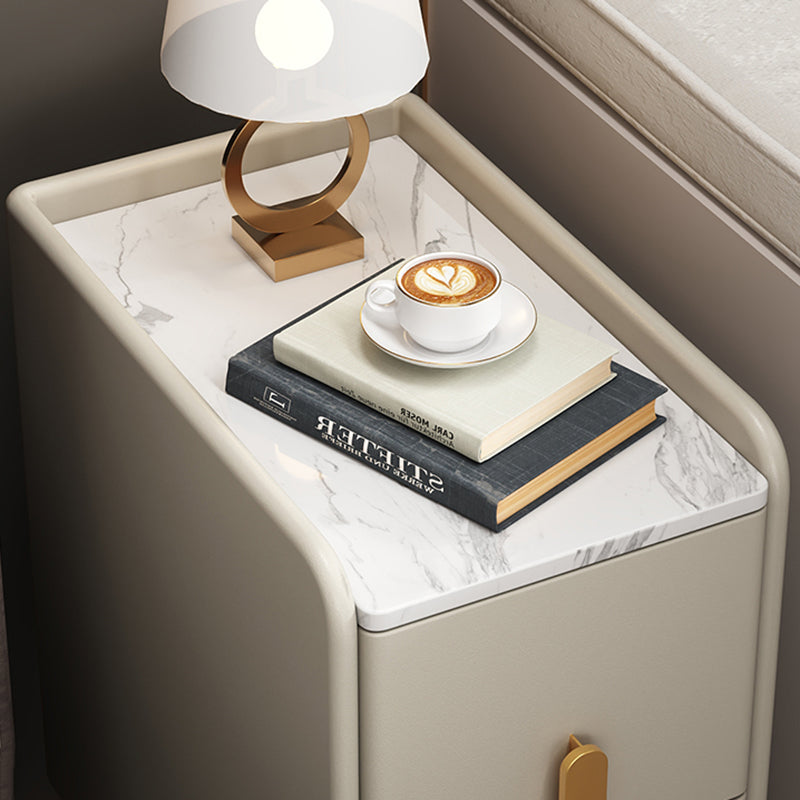 2 Drawers Glam Pine Accent Table Nightstand 20" Tall with Legs