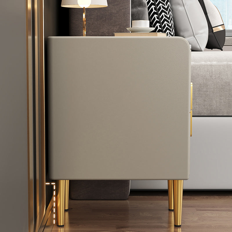 2 Drawers Glam Pine Accent Table Nightstand 20" Tall with Legs