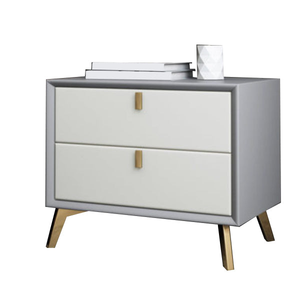 Contemporary Night Table Leather Bed Nightstand with 2 Drawers