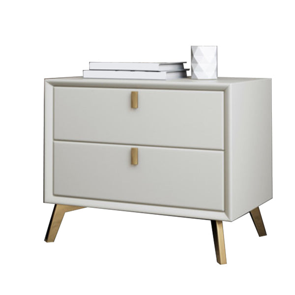 Contemporary Night Table Leather Bed Nightstand with 2 Drawers