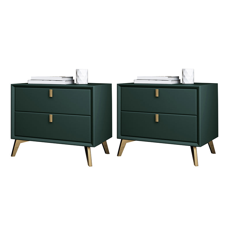 Contemporary Night Table Leather Bed Nightstand with 2 Drawers