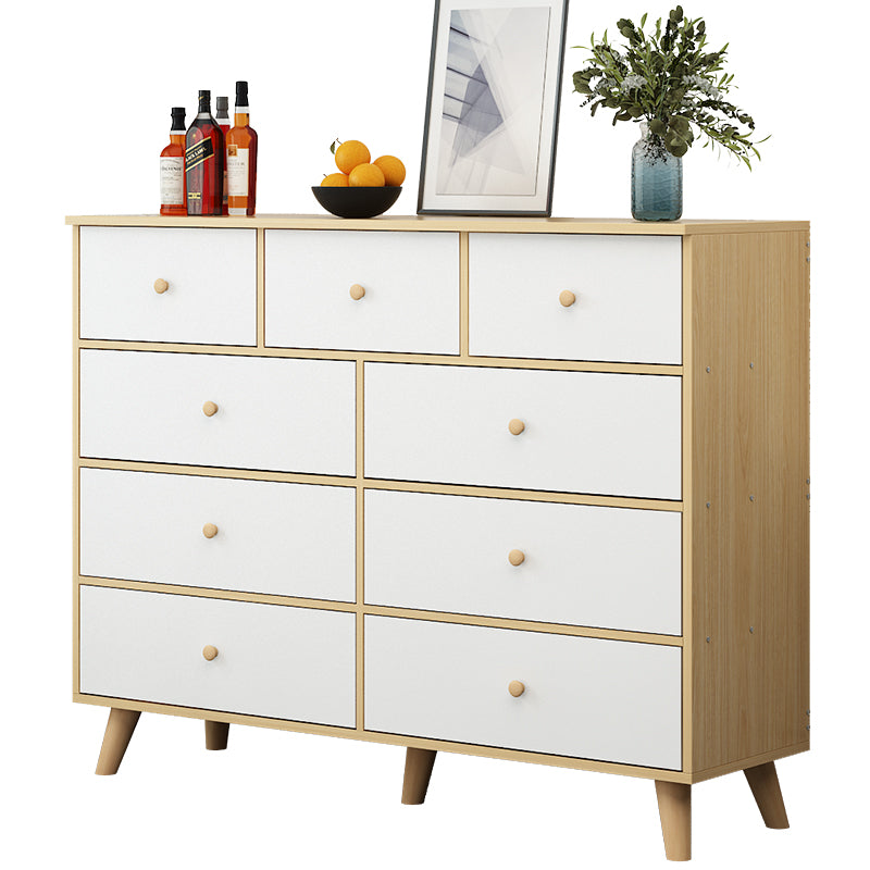 Scandinavian Wood Horizontal Storage Chest with Drawers for Home
