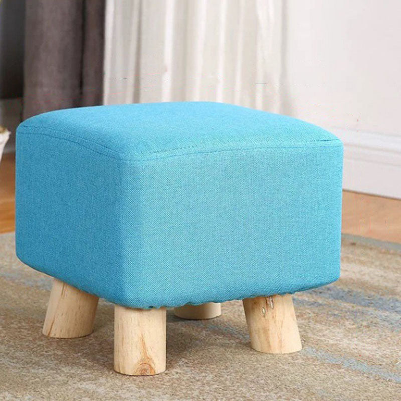 Cotton Linen Ottoman Scratch Resistant Removable and Washable Slipcover Solid Ottoman
