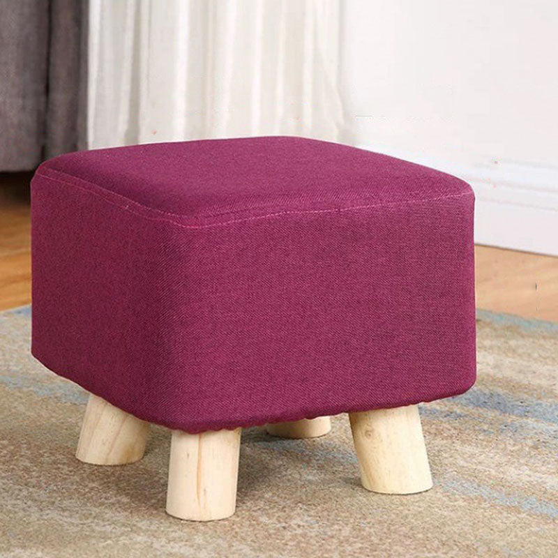 Cotton Linen Ottoman Scratch Resistant Removable and Washable Slipcover Solid Ottoman
