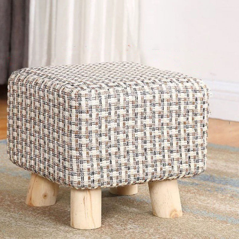 Cotton Linen Ottoman Scratch Resistant Removable and Washable Slipcover Solid Ottoman