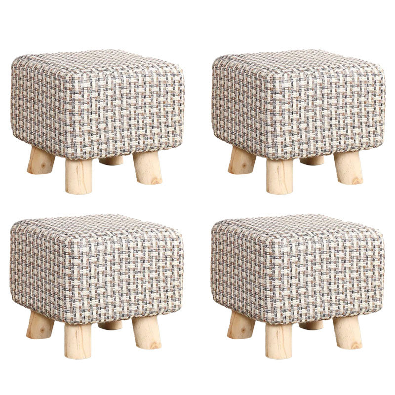 Cotton Linen Ottoman Scratch Resistant Removable and Washable Slipcover Solid Ottoman