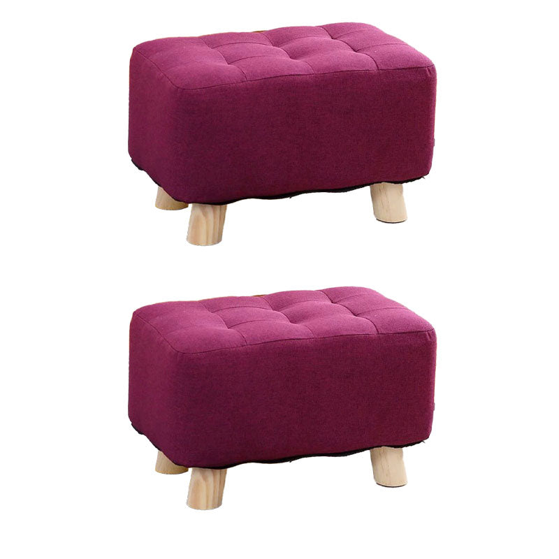 Cotton Linen Ottoman Scratch Resistant Removable and Washable Slipcover Solid Ottoman