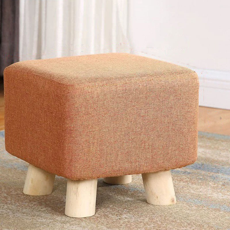 Cotton Linen Ottoman Scratch Resistant Removable and Washable Slipcover Solid Ottoman