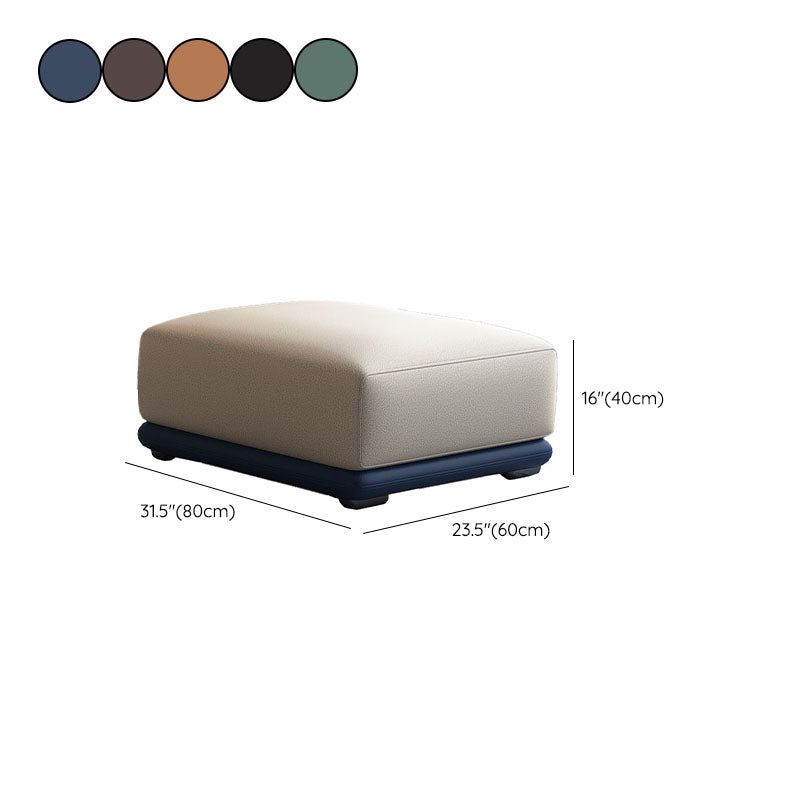 Contemporary Rectangular Ottoman Leather Foot Stool in White