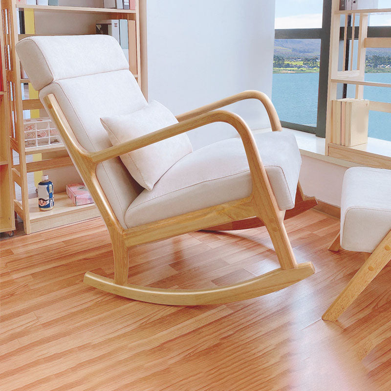 Contemporary Rocking Chair Upholstered Antique Finish Rocking Accent Chair