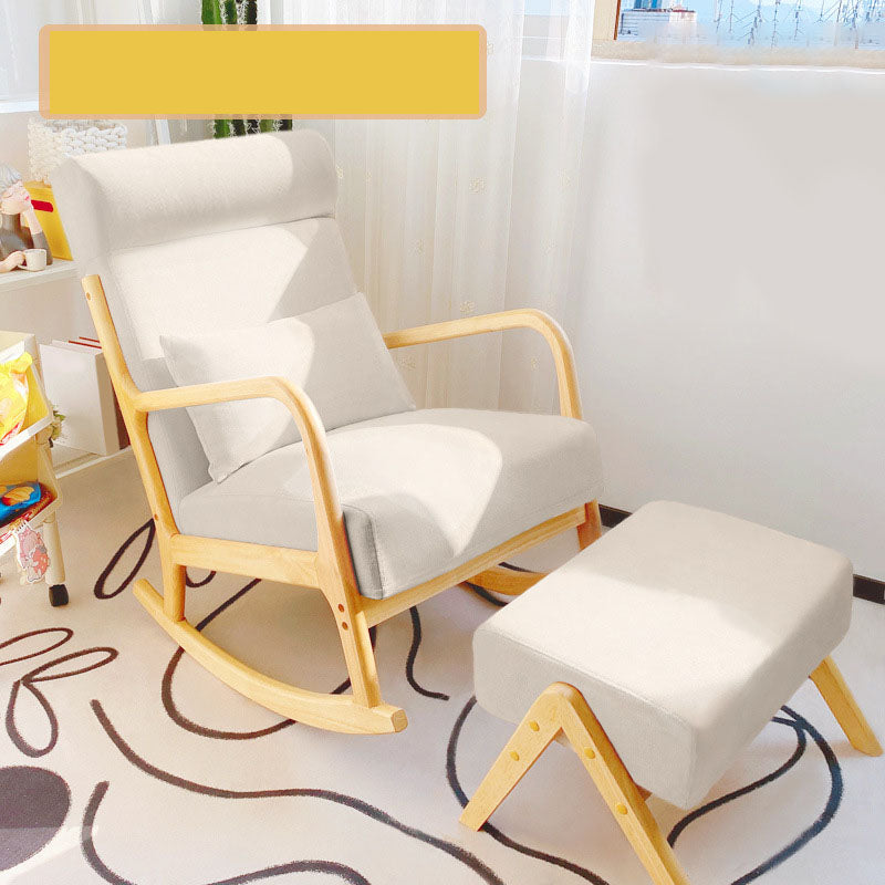 Contemporary Rocking Chair Upholstered Antique Finish Rocking Accent Chair