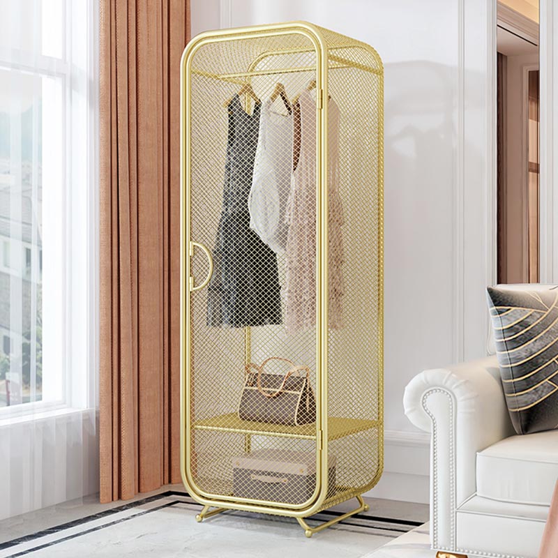 Bedroom Metal Wardrobe Industrial Style Rectangular Wardrobe Closet with Door