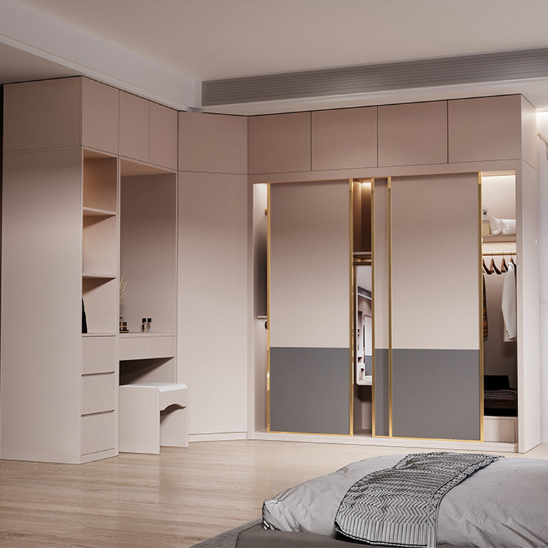 Bedroom Wooden Wardrobe Armoire Coastal Style Sliding Doors Storage Cabinet