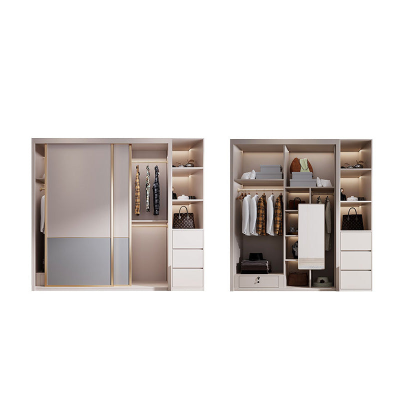 Bedroom Wooden Wardrobe Armoire Coastal Style Sliding Doors Storage Cabinet