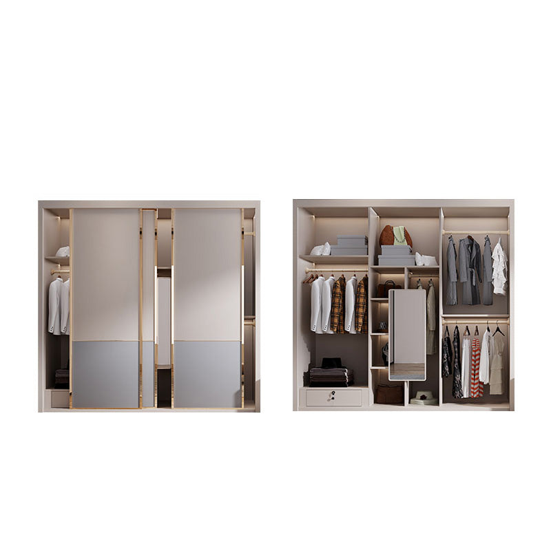 Bedroom Wooden Wardrobe Armoire Coastal Style Sliding Doors Storage Cabinet