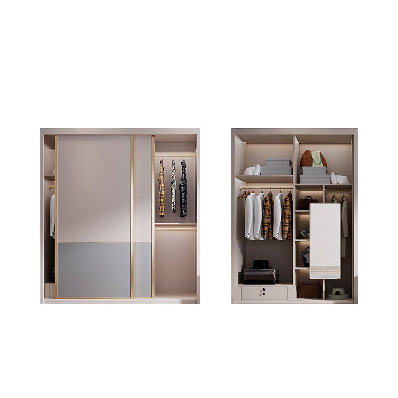 Bedroom Wooden Wardrobe Armoire Coastal Style Sliding Doors Storage Cabinet