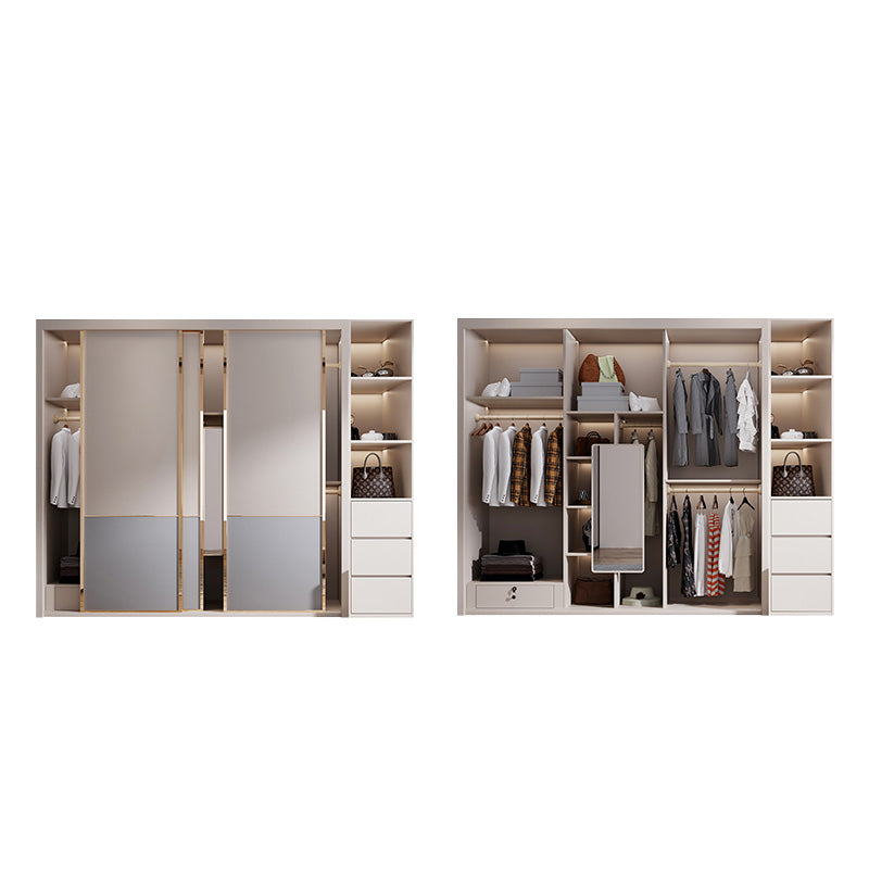 Bedroom Wooden Wardrobe Armoire Coastal Style Sliding Doors Storage Cabinet