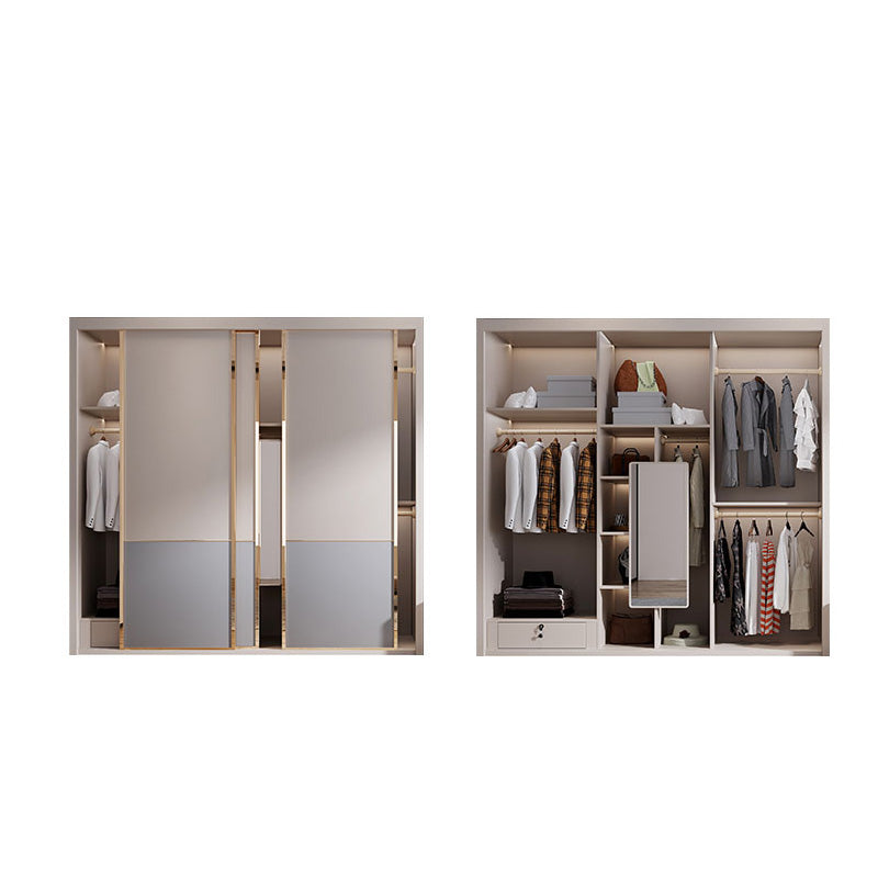 Bedroom Wooden Wardrobe Armoire Coastal Style Sliding Doors Storage Cabinet