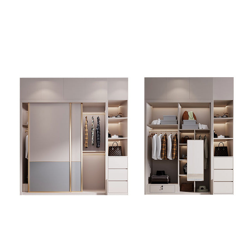 Bedroom Wooden Wardrobe Armoire Coastal Style Sliding Doors Storage Cabinet