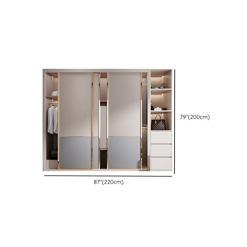 Bedroom Wooden Wardrobe Armoire Coastal Style Sliding Doors Storage Cabinet