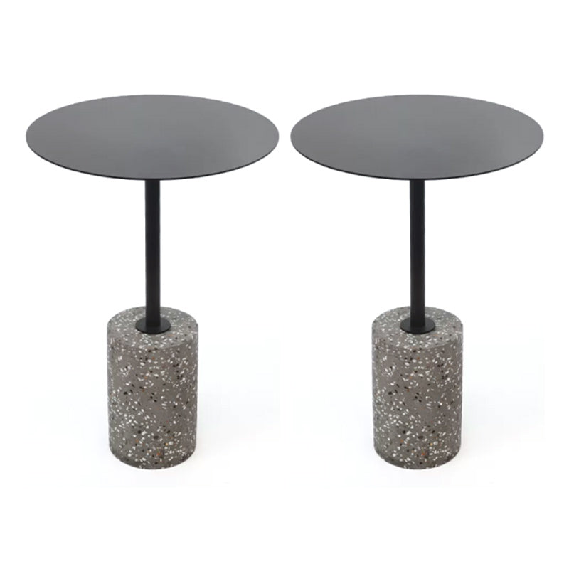 Pedestal Accent Side Table 23.62" Tall Round Metal Side End Snack Table