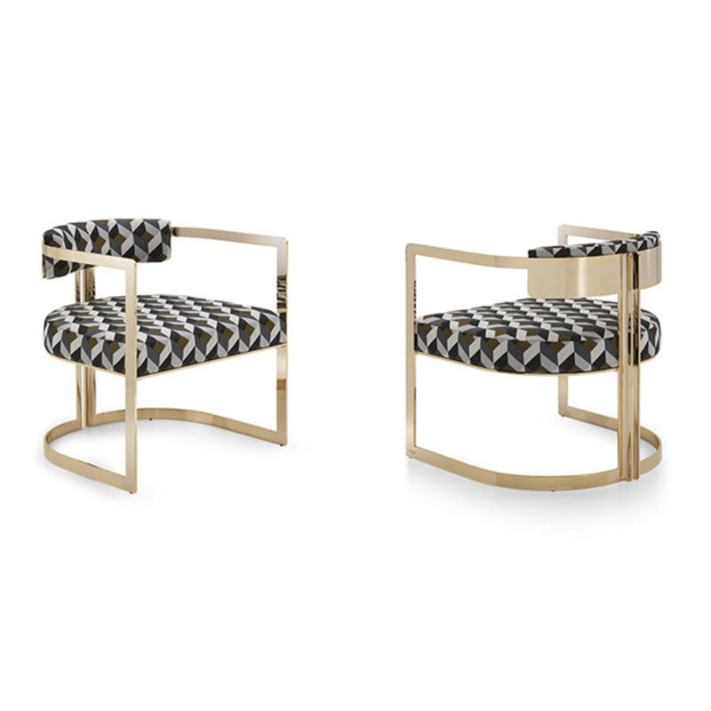 Upholstered Arm Chair Modern Style Dining Chair with Metal Legs