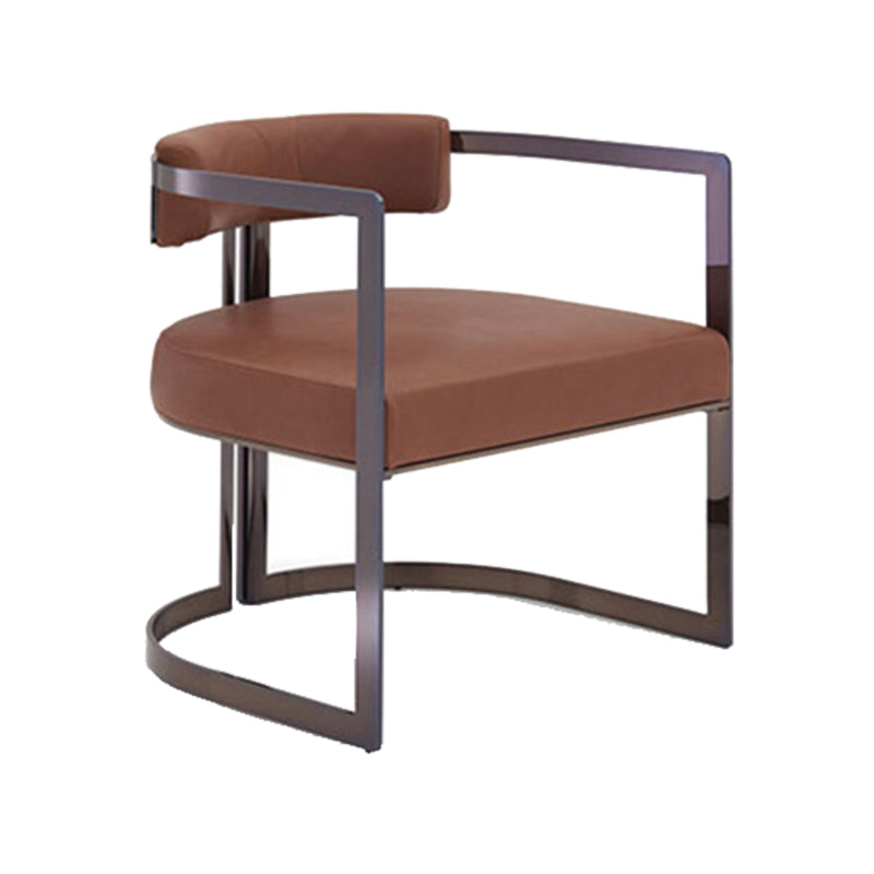 Upholstered Arm Chair Modern Style Dining Chair with Metal Legs