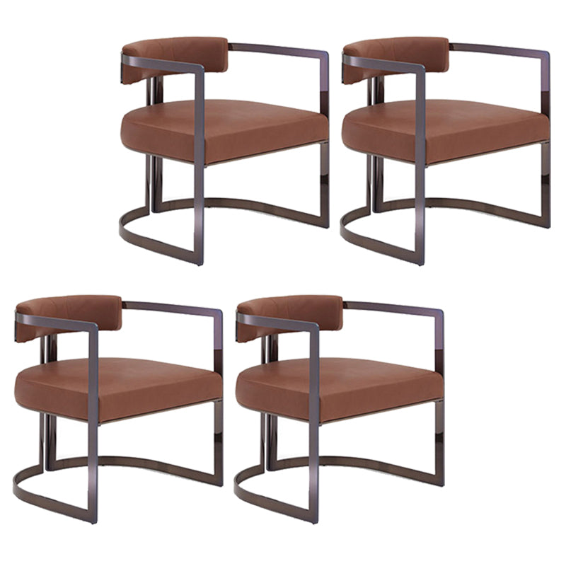 Upholstered Arm Chair Modern Style Dining Chair with Metal Legs