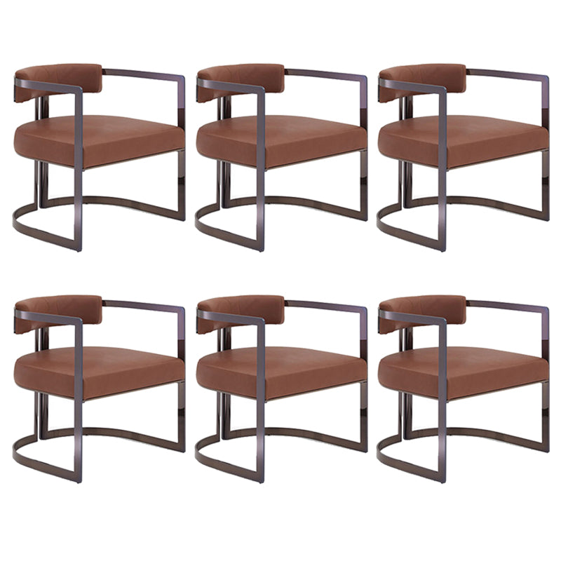 Upholstered Arm Chair Modern Style Dining Chair with Metal Legs