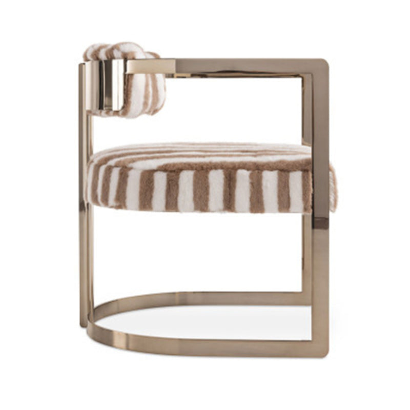 Upholstered Arm Chair Modern Style Dining Chair with Metal Legs