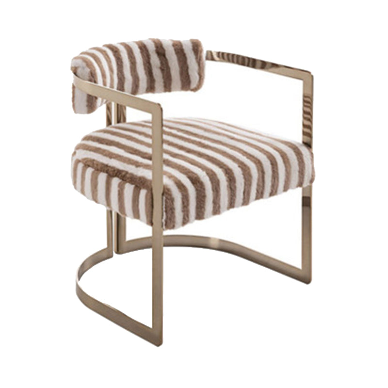 Upholstered Arm Chair Modern Style Dining Chair with Metal Legs