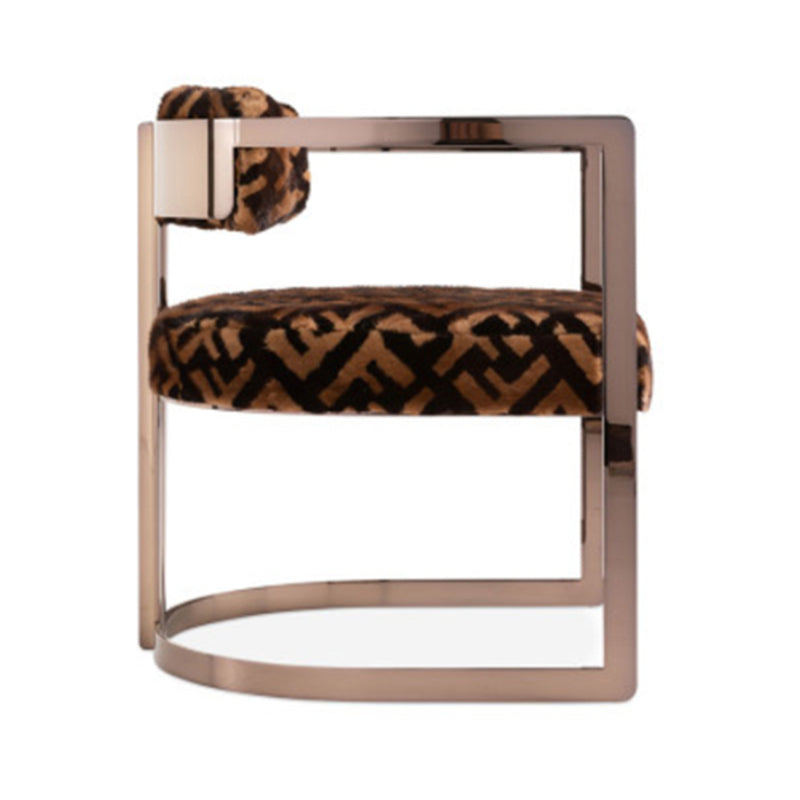 Upholstered Arm Chair Modern Style Dining Chair with Metal Legs
