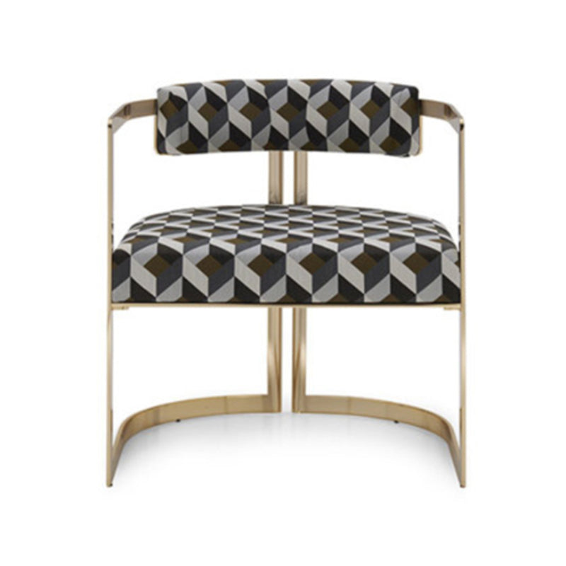 Upholstered Arm Chair Modern Style Dining Chair with Metal Legs