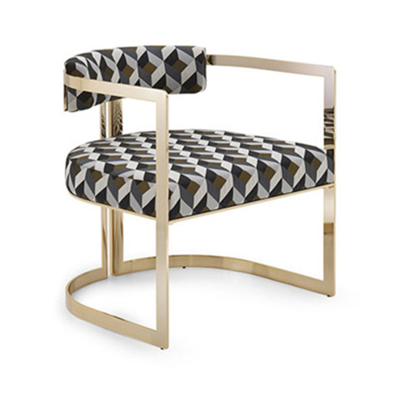 Upholstered Arm Chair Modern Style Dining Chair with Metal Legs