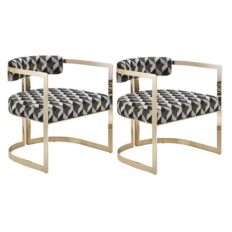 Upholstered Arm Chair Modern Style Dining Chair with Metal Legs