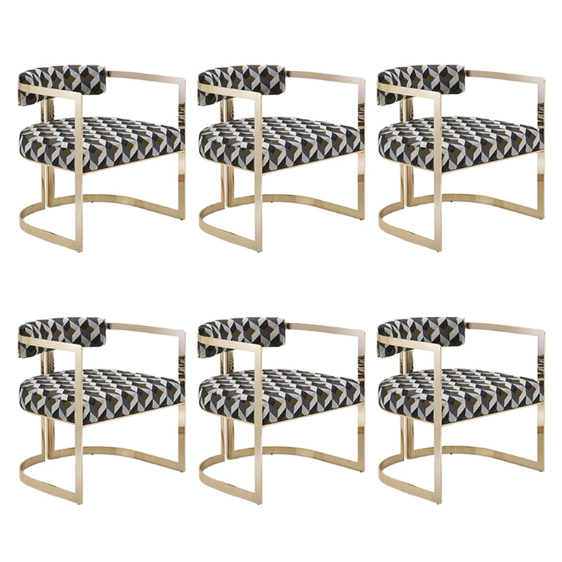 Upholstered Arm Chair Modern Style Dining Chair with Metal Legs