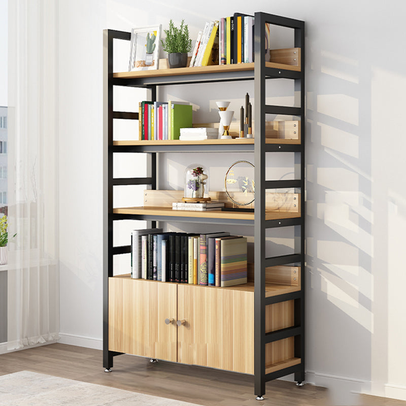 Modern Open Storage Shelf Bookcase with Cabinets for Home Office