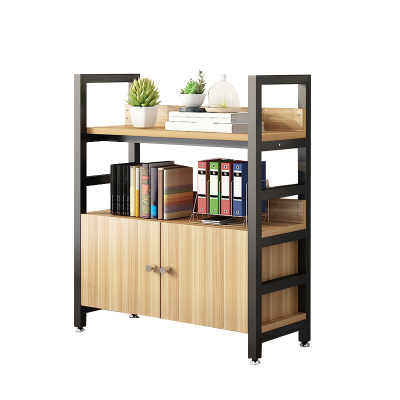 Modern Open Storage Shelf Bookcase with Cabinets for Home Office