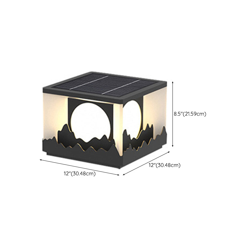 Modern Stainless Steel Solar Energy Pillar Lamp Square Shape for Outdoor