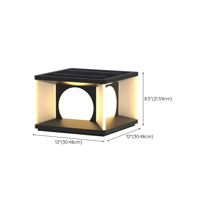 Modern Stainless Steel Solar Energy Pillar Lamp Square Shape for Outdoor