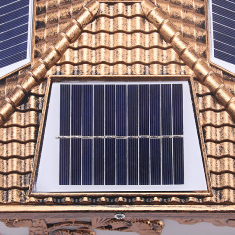 Rectangle Shape Metal Solar Pillar Lamp Modern Style 1 Light Waterproof Outdoor Light