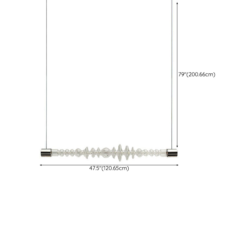 Modern LED Metal Ceiling Light Linear Shape Island Light with Glass Shade for Living Room