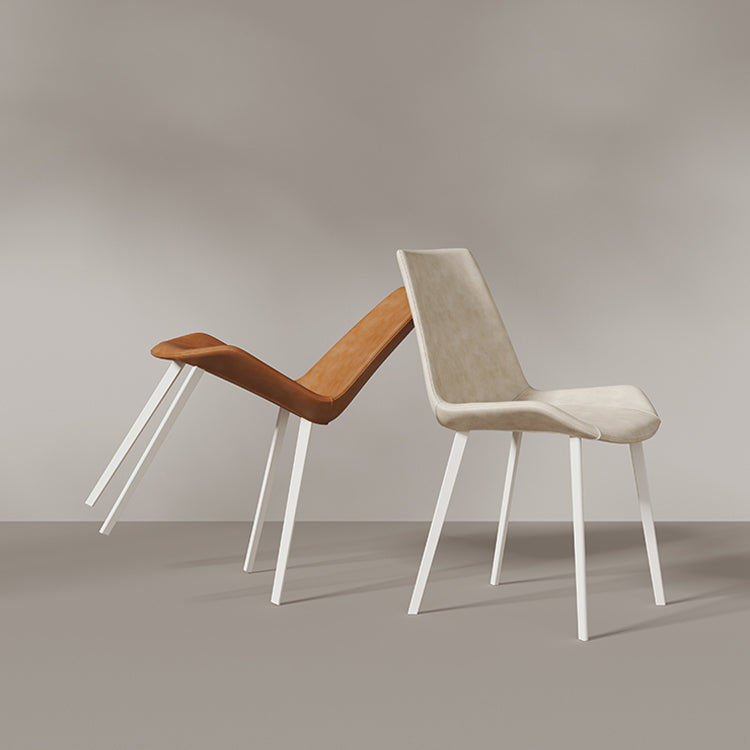 White Leg Contemporary Upholstered Armless Dining Room Chair for Home