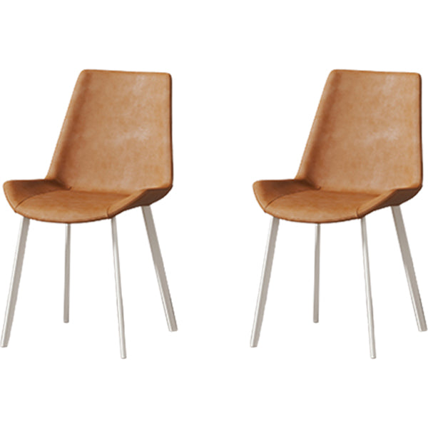 White Leg Contemporary Upholstered Armless Dining Room Chair for Home