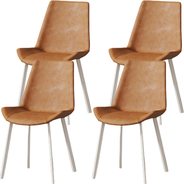 White Leg Contemporary Upholstered Armless Dining Room Chair for Home