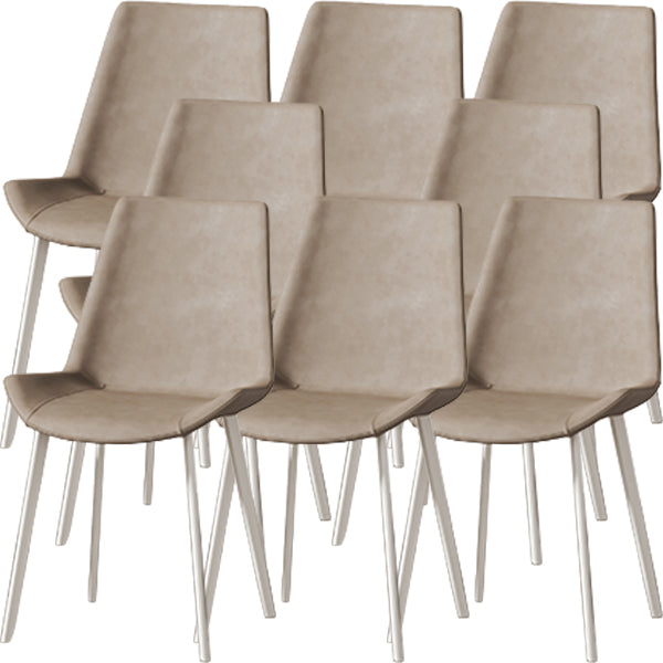 White Leg Contemporary Upholstered Armless Dining Room Chair for Home