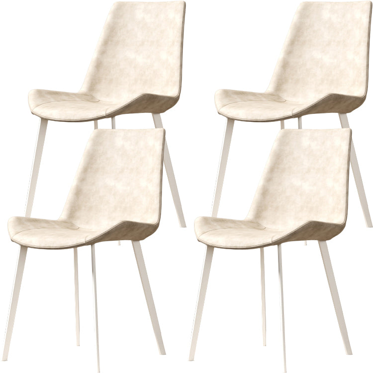 White Leg Contemporary Upholstered Armless Dining Room Chair for Home