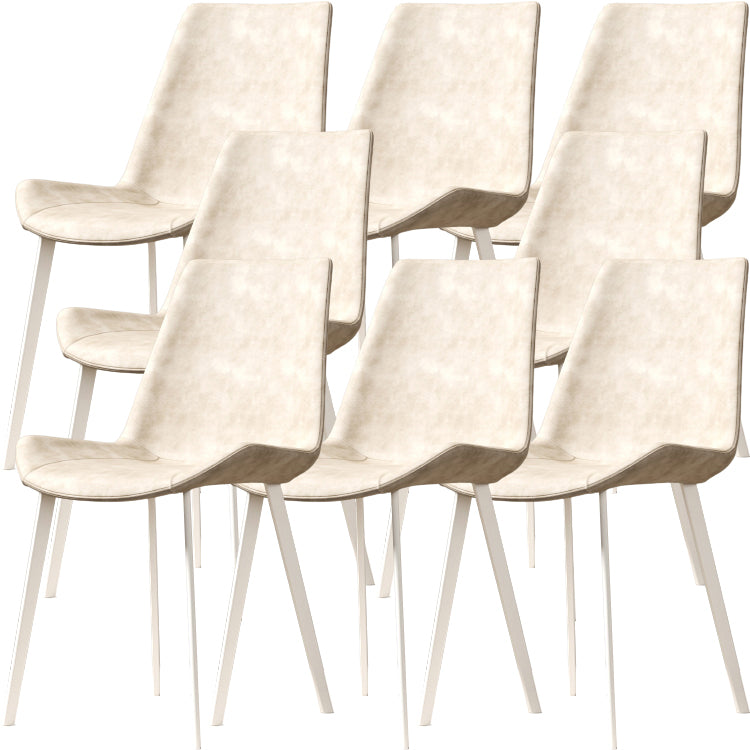 White Leg Contemporary Upholstered Armless Dining Room Chair for Home