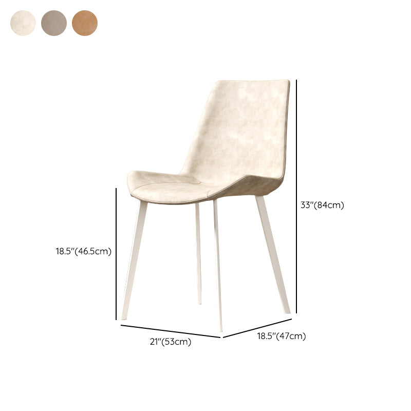 White Leg Contemporary Upholstered Armless Dining Room Chair for Home